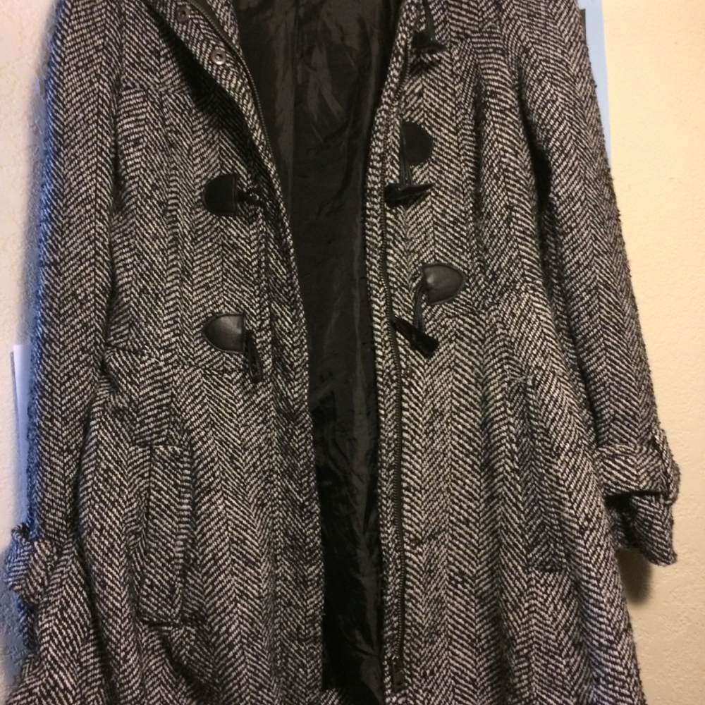 Black Aeropostale Houndstooth Pea Coat
